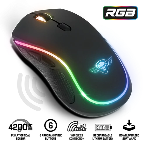 Spirit of Gamer PRO-M9 4200DPI fekete vezeték nélküli gamer egér