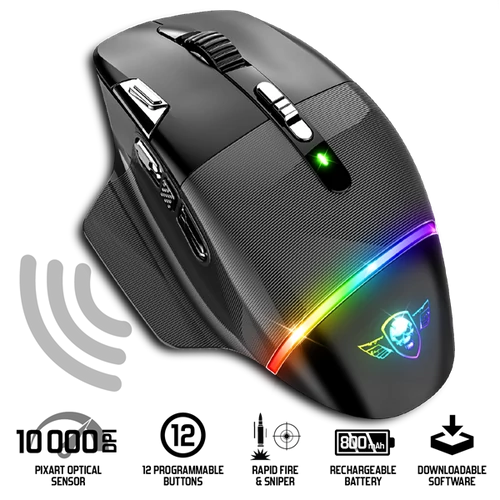 Spirit of Gamer XPERT-M800 10 000DPI vezeték nélküli fekete gamer egér