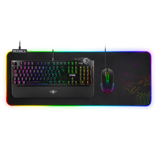 Spirit of Gamer Large fekete RGB LED világító gamer egérpad