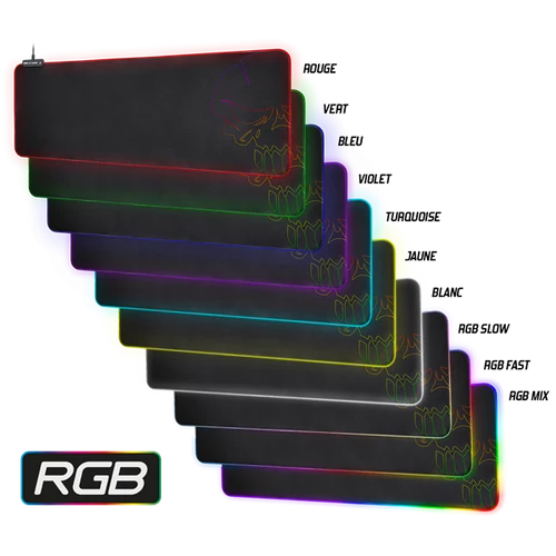 Spirit of Gamer Large fekete RGB LED világító gamer egérpad
