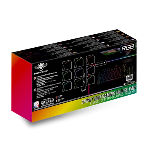 Spirit of Gamer Large fekete RGB LED világító gamer egérpad