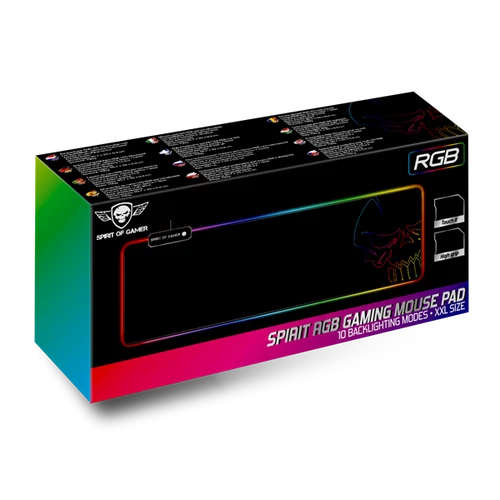 Spirit of Gamer Large fekete RGB LED világító gamer egérpad