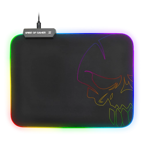 Spirit of Gamer Medium fekete RGB LED világító gamer egérpad
