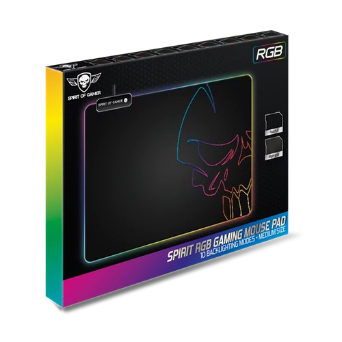 Spirit of Gamer Medium fekete RGB LED világító gamer egérpad