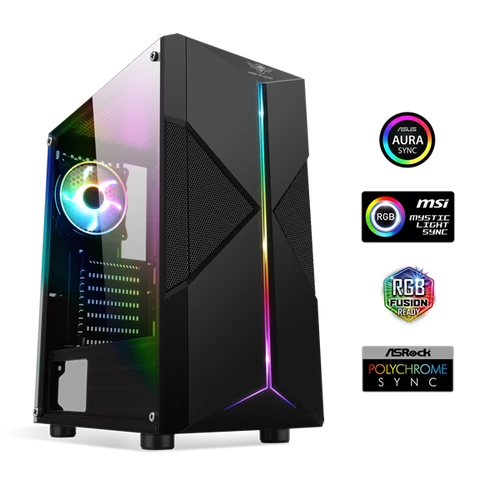Spirit of Gamer CLONE 3 RGB fekete ablakos táp nélküli ATX ház