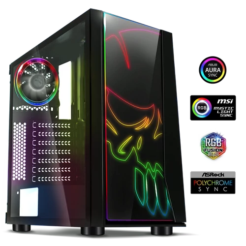 Spirit of Gamer GHOST ONE RGB fekete ablakos táp nélküli mATX ház