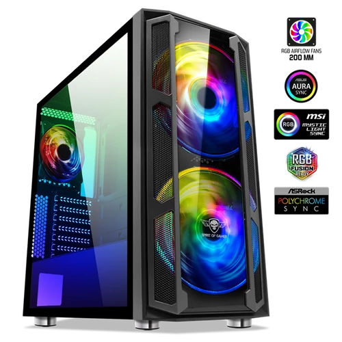 Spirit of Gamer GHOST 5 RGB fekete ablakos táp nélküli ATX ház