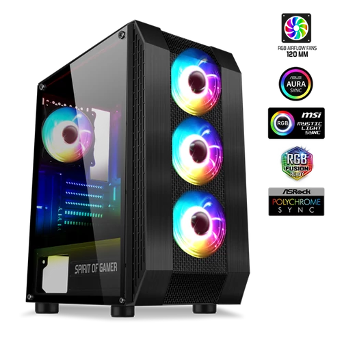 Spirit of Gamer Rogue VI RGB fekete ablakos táp nélküli ATX ház