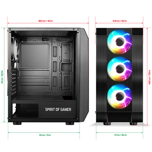 Spirit of Gamer Rogue VI RGB fekete ablakos táp nélküli ATX ház