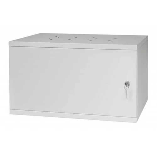 Stalflex RC19-6U-350MG 19" 6U 350 mm mély lapra szerelt szürke fém ajtós fali rack szekrény