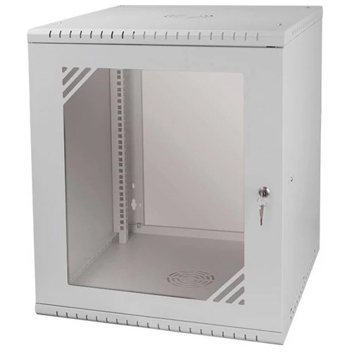 Stalflex RC19-12U-600GG 19" 12U 600 mm mély lapra szerelt szürke üvegajtós fali rack szekrény