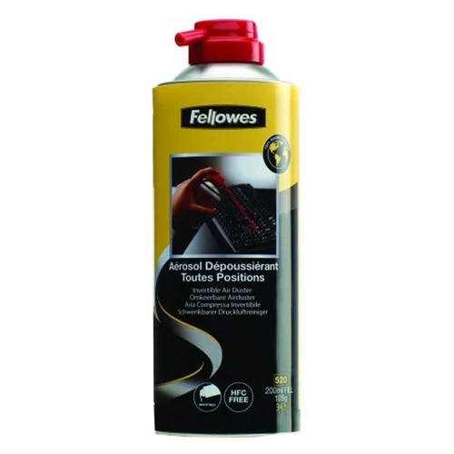 Sűrített levegős porpisztoly, forgatható, HFC mentes, gyúlékony, 520 ml/200 ml, FELLOWES