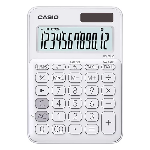 Számológép asztali 12 digit nagy, döntött kijelző Casio MS 20 UC fehér