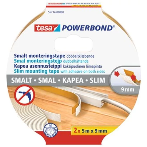 Szerelőszalag, keskeny, 2 x 9 mm x 5 m, TESA, 