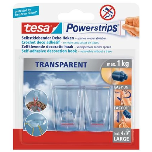 Műanyag akasztó ragasztócsíkkal, TESA 
