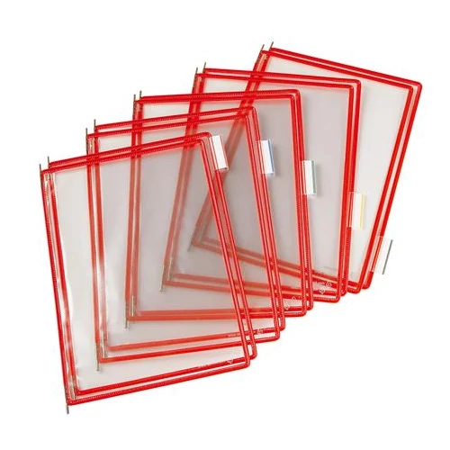 Bemutatótábla, A4, acélkeretes, TARIFOLD, piros, 10db/cs
