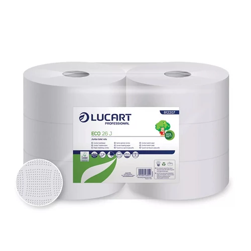 Toalettpapír, 2 rétegű, 165 m, 23cm átmérő, LUCART, "Eco", fehér, 6tek/cs