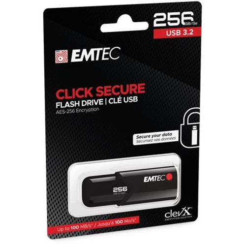 Pendrive, 256GB, USB 3.2, titkosított, EMTEC 