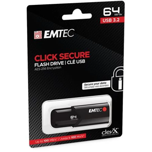 Pendrive, 64GB, USB 3.2, titkosított, EMTEC 