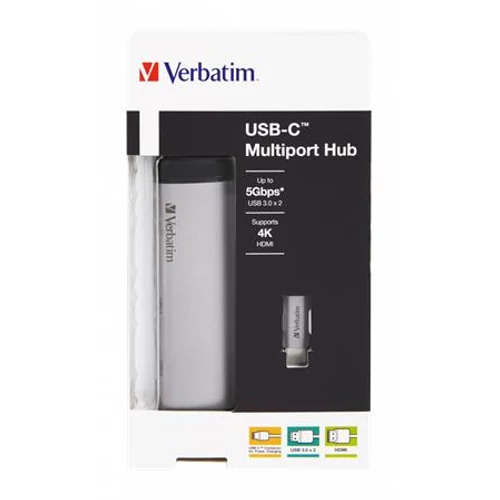 USB elosztó-HUB, USB-C/USB 3.0/HDMI, VERBATIM