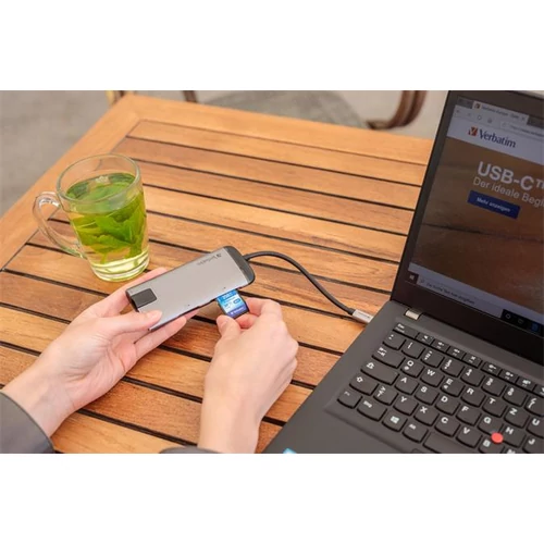 USB elosztó-HUB, USB-C/USB 3.0/HDMI/Ethernet/SD/microSD, VERBATIM