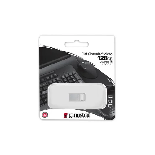 Kingston 128GB DataTraveler Micro USB3.2 A Ezüst (DTMC3G2/128GB) pendrive