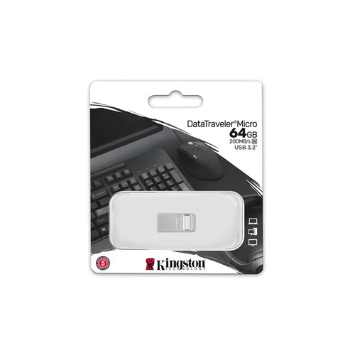 Kingston 64GB DataTraveler Micro USB3.2 A Ezüst (DTMC3G2/64GB) pendrive