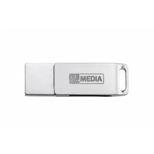 Pendrive, 128GB, USB 3.2 Gen1 + USB-C, alumínium ház, MYMEDIA 