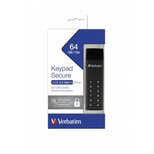 Pendrive, 64GB, USB 3.2, titkosítás, 160/130Mb/s, VERBATIM 
