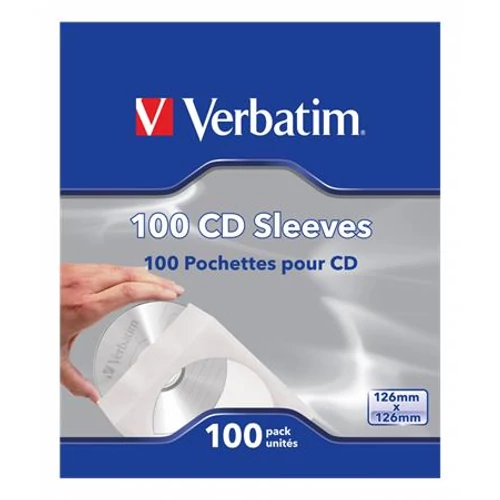 CD/DVD boríték, papír, ablakos, bebújtatós fül, VERBATIM, fehér, 100db/cs