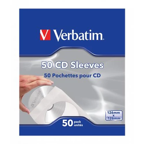 CD/DVD boríték, papír, ablakos, bebújtatós fül, VERBATIM, fehér, 50db/cs