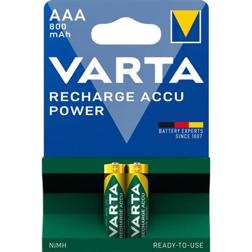Tölthető elem, AAA mikro, 2x800 mAh, előtöltött, VARTA 