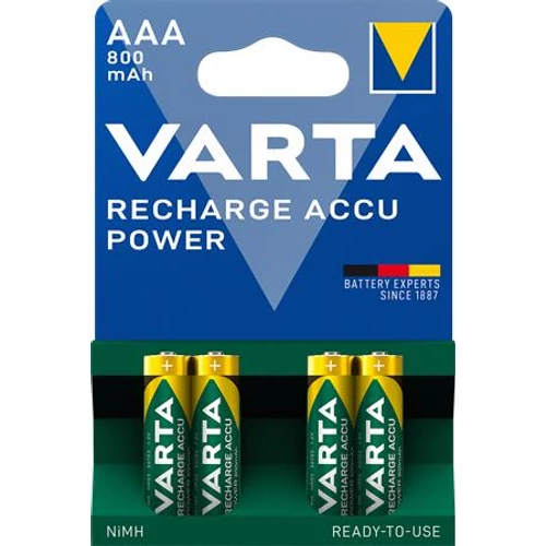 Tölthető elem, AAA mikro, 4x800 mAh, előtöltött, VARTA 