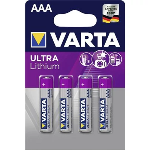 Elem, AAA mikro, 4 db, lítium, VARTA 