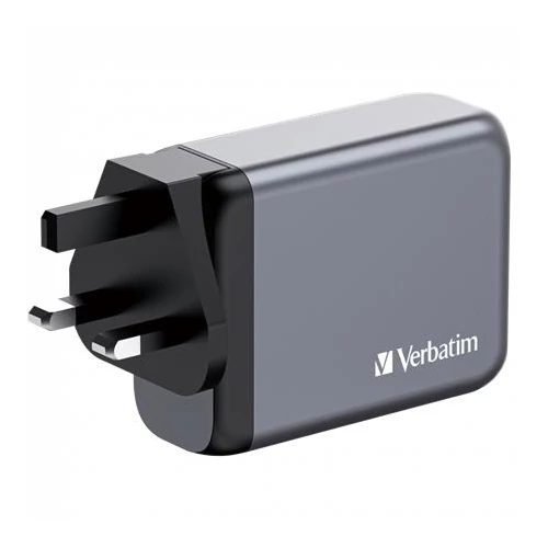 Hálózati töltő, 2xUSB-C PD (100W), USB-C PD (65W), USB-A QC 3.0, EU/UK/US, GaN, VERBATIM