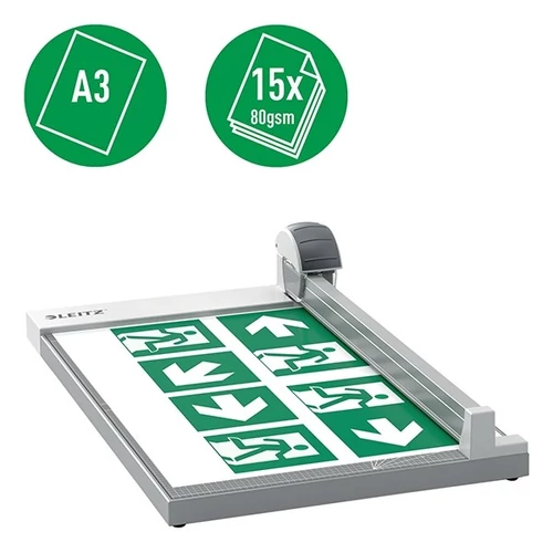 Vágógép, görgős, A3, 15 lap, LEITZ 