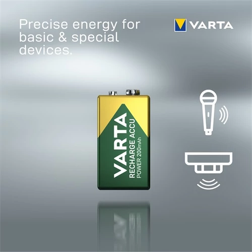 Tölthető elem, 9V, 1x200 mAh, előtöltött, VARTA 