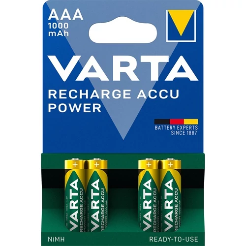 Tölthető elem, AAA mikro, 4x1000 mAh, előtöltött, VARTA 