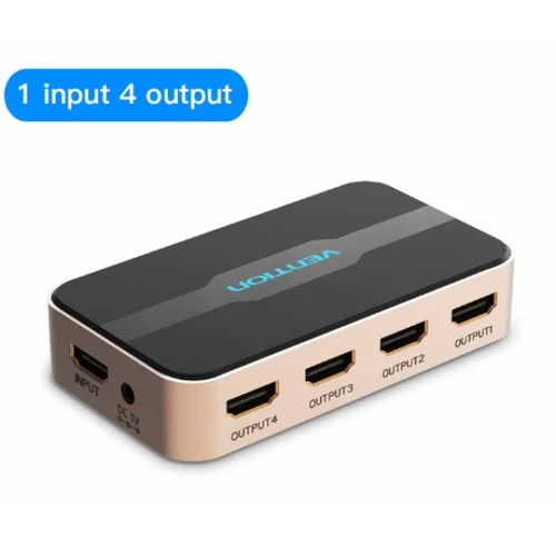 SPLITTER HDMI (1be-4ki, 4K@30Hz arany-fekete), Vention