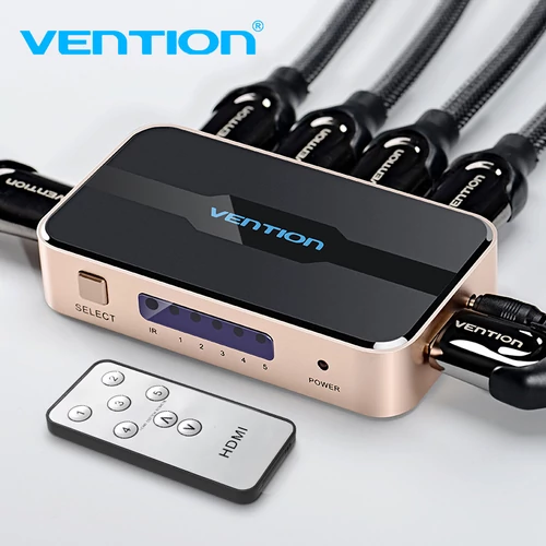 SWITCHER HDMI (5be-1ki, fekete&arany), Vention
