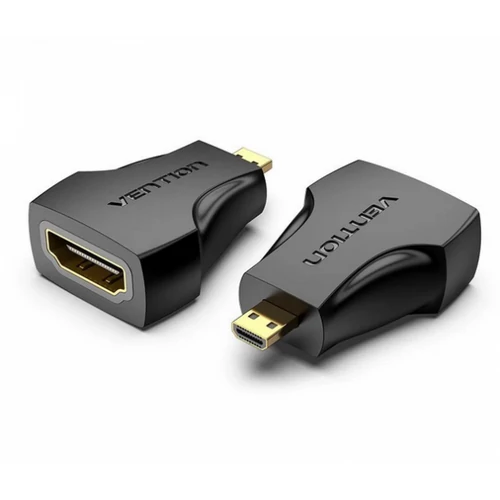 ADAPTER micro HDMI/M -> HDMI/F (4K,fekete), Vention