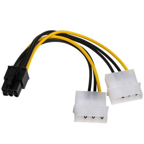 Akyga AK-CA-13 15cm 2x MOLEX anya - 6-tűs PCI Express apa kábel