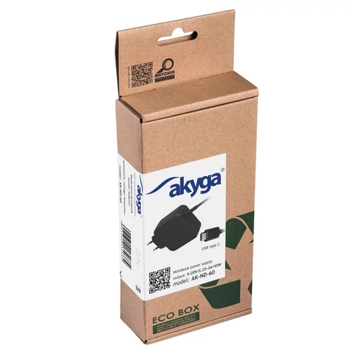 Akyga AK-ND-60 5-20V/2,25-3A/45W USB type C Power Delivery notebook hálózati töltő
