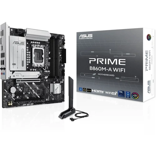 Asus Alaplap - Intel PRIME B860M-A WIFI s1851 (B860, 4xDDR5 8666+MHz, 4xSATA3, 2xM.2, HDMI+2xDP)