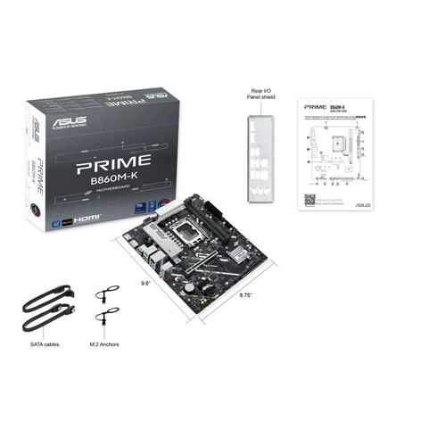Asus Alaplap - Intel PRIME B860M-K s1851 (B860, 2xDDR5 8800+MHz, 4xSATA3, 2xM.2, HDMI+DP)