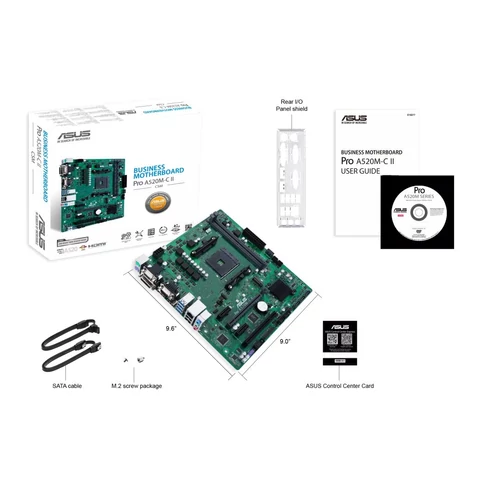 Asus Alaplap - AMD PRO A520M-C II/CSM AM4 (A520, 2xDDR4 4866MHz, 1xGBE LAN, 1xM.2, HDMI/DP/DVI/D-sub)