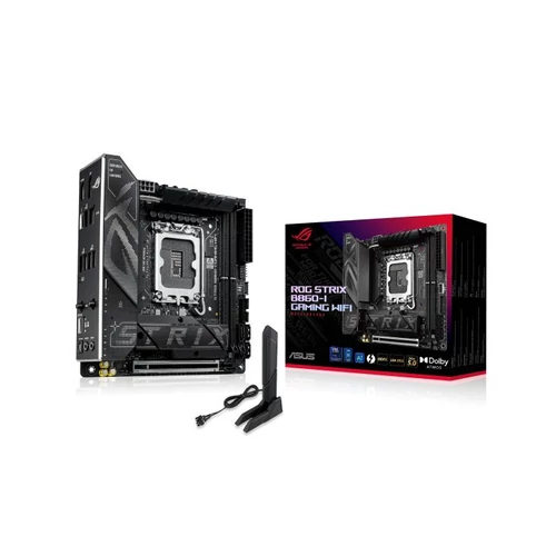 Asus Alaplap - Intel ROG STRIX B860-I GAMING WIFI s1851 (B860, 2xDDR5 9066+MHz, 4xSATA3, 2xM.2, HDMI+DP+Thunderbolt4)
