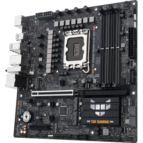 Asus Alaplap - Intel TUF GAMING B860M-PLUS WIFI s1851 (B860, 4xDDR5 8800+MHz, 4xSATA3, 3xM.2, HDMI+DP+USB-C)