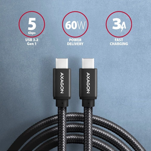 Axagon BUCM3-CM15AB USB-C 3.2 Gen 1 - USB-C 1,5 m fekete kábel
