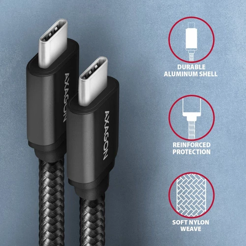 Axagon BUCM3-CM15AB USB-C 3.2 Gen 1 - USB-C 1,5 m fekete kábel